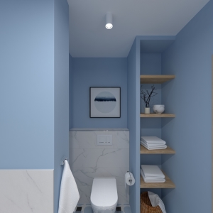 Modern Blue Geometry Bathroom