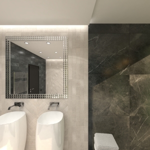 Modern Black-and-Beige Marble Bathroom
