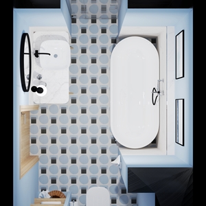 Modern Blue Geometry Bathroom_06