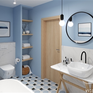 Modern Blue Geometry Bathroom_05