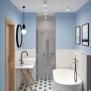 Modern Blue Geometry Bathroom